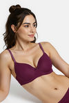 Zivame Twilight Thistle Padded Wired 3/4Th Coverage T-Shirt Bra - Dark Purple — thumbnail 1